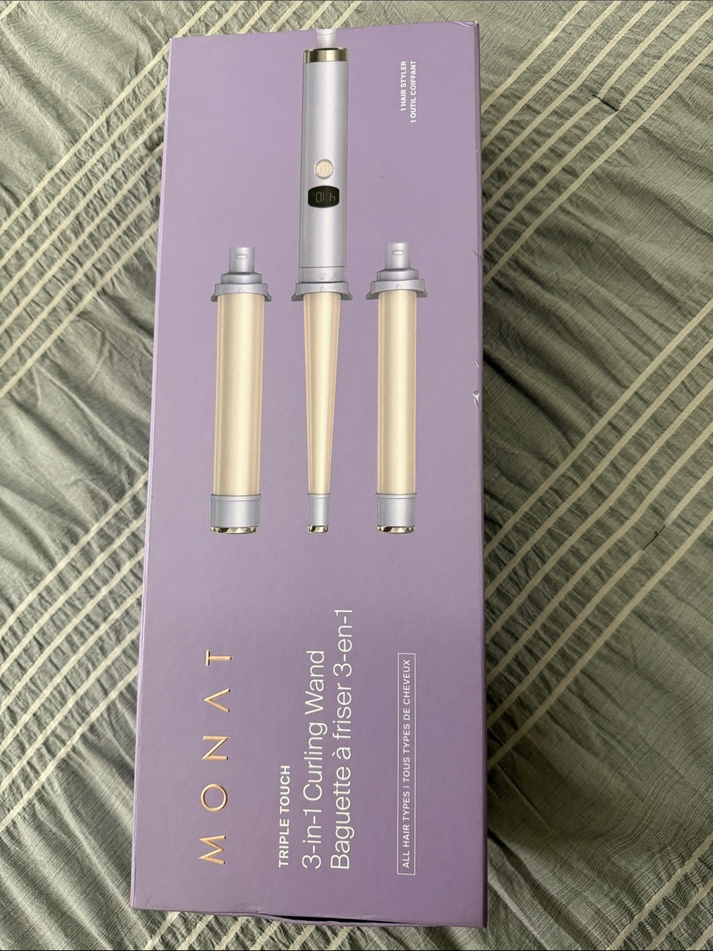 MONAT Triple Touch 3-in-1 Curling Wand - Lavender & Gold